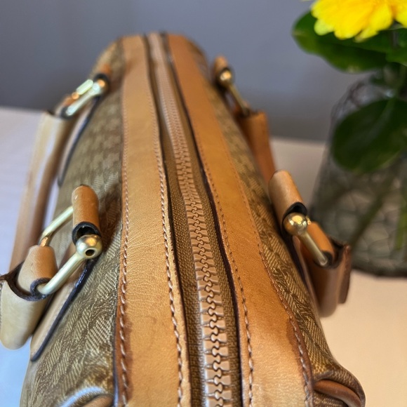 CELINE Triomphe Boston Bag Coated Canvas and Leather Satchel - Picture 6 of 14